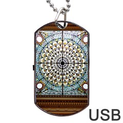 Stained Glass Window Library Of Congress Dog Tag Usb Flash (two Sides) by Nexatart