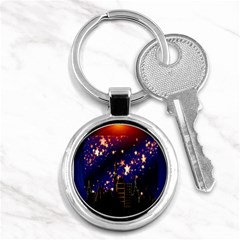 Star Advent Christmas Eve Christmas Key Chains (round)  by Nexatart