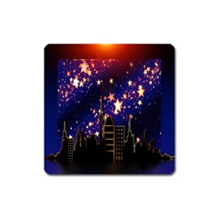 Star Advent Christmas Eve Christmas Square Magnet by Nexatart