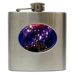 Star Advent Christmas Eve Christmas Hip Flask (6 Oz) by Nexatart