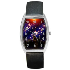 Star Advent Christmas Eve Christmas Barrel Style Metal Watch by Nexatart