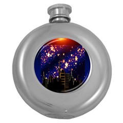 Star Advent Christmas Eve Christmas Round Hip Flask (5 Oz) by Nexatart