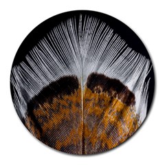 Spring Bird Feather Turkey Feather Round Mousepads by Nexatart