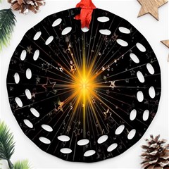 Star Christmas Advent Decoration Round Filigree Ornament (two Sides) by Nexatart