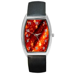 Star Christmas Pattern Texture Barrel Style Metal Watch by Nexatart