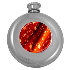 Star Christmas Pattern Texture Round Hip Flask (5 Oz) by Nexatart