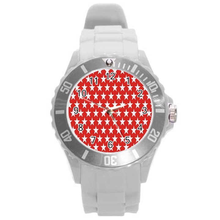 Star Christmas Advent Structure Round Plastic Sport Watch (L)