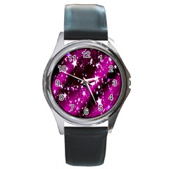 Star Christmas Sky Abstract Advent Round Metal Watch