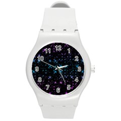 Stars Pattern Round Plastic Sport Watch (M)