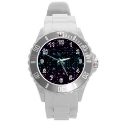 Stars Pattern Round Plastic Sport Watch (L)