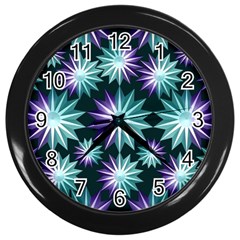 Stars Pattern Christmas Background Seamless Wall Clocks (black) by Nexatart