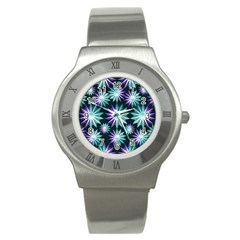 Stars Pattern Christmas Background Seamless Stainless Steel Watch by Nexatart