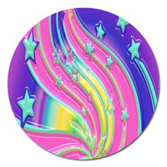 Star Christmas Pattern Texture Magnet 5  (round) by Nexatart