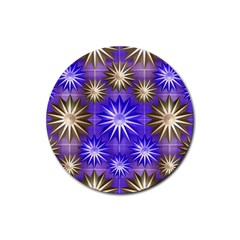 Stars Patterns Christmas Background Seamless Rubber Round Coaster (4 pack) 