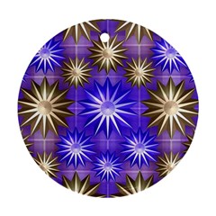 Stars Patterns Christmas Background Seamless Round Ornament (Two Sides)