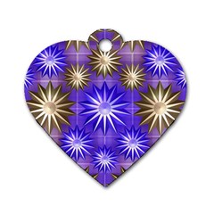 Stars Patterns Christmas Background Seamless Dog Tag Heart (One Side)