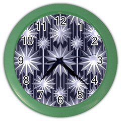 Stars Patterns Christmas Background Seamless Color Wall Clocks by Nexatart