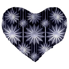 Stars Patterns Christmas Background Seamless Large 19  Premium Flano Heart Shape Cushions by Nexatart