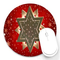 Star Wood Star Illuminated Round Mousepads by Nexatart