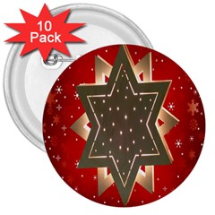 Star Wood Star Illuminated 3  Buttons (10 Pack)  by Nexatart