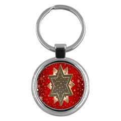 Star Wood Star Illuminated Key Chains (round)  by Nexatart