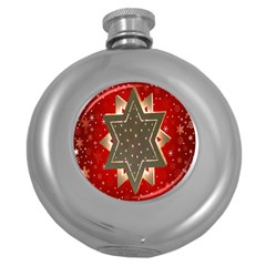 Star Wood Star Illuminated Round Hip Flask (5 Oz) by Nexatart