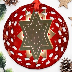 Star Wood Star Illuminated Ornament (round Filigree) by Nexatart