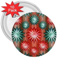 Stars Patterns Christmas Background Seamless 3  Buttons (10 Pack)  by Nexatart