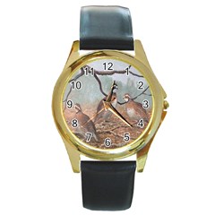 Bob White Quail Round Gold Metal Watch