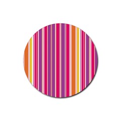 Stripes Colorful Background Pattern Rubber Round Coaster (4 Pack)  by Nexatart