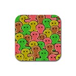 Sweet Dessert Food Gingerbread Men Rubber Coaster (Square)  Front