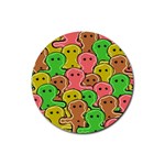 Sweet Dessert Food Gingerbread Men Rubber Coaster (Round)  Front