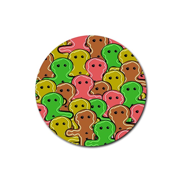 Sweet Dessert Food Gingerbread Men Rubber Coaster (Round) 