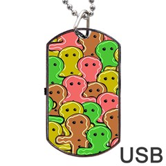 Sweet Dessert Food Gingerbread Men Dog Tag Usb Flash (one Side) by Nexatart