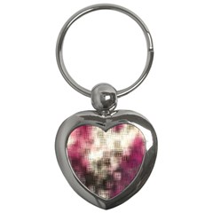 Stylized Rose Pattern Paper, Cream And Black Key Chains (heart)  by Nexatart