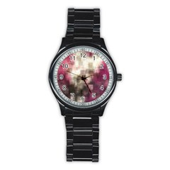 Stylized Rose Pattern Paper, Cream And Black Stainless Steel Round Watch by Nexatart