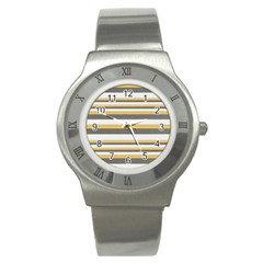 Textile Design Knit Tan White Stainless Steel Watch by Nexatart