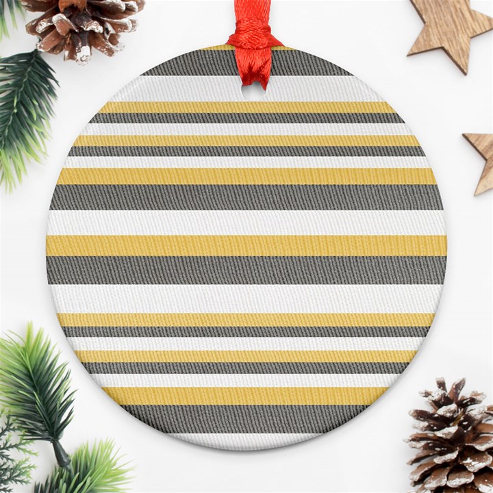 Textile Design Knit Tan White Round Ornament (Two Sides)