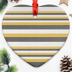 Textile Design Knit Tan White Heart Ornament (two Sides) by Nexatart