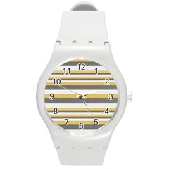 Textile Design Knit Tan White Round Plastic Sport Watch (m) by Nexatart