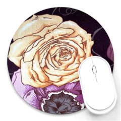 Texture Flower Pattern Fabric Design Round Mousepads by Nexatart