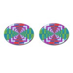 Texture Fabric Textile Jute Maze Cufflinks (Oval) Front(Pair)