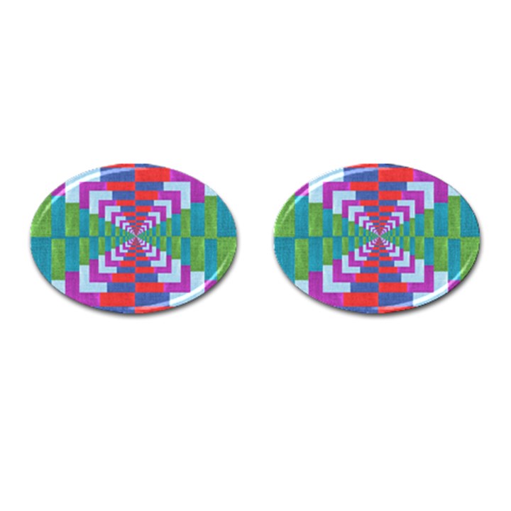 Texture Fabric Textile Jute Maze Cufflinks (Oval)