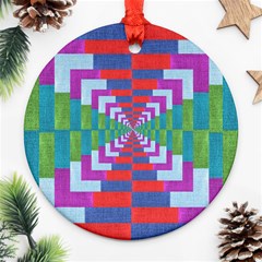 Texture Fabric Textile Jute Maze Round Ornament (two Sides) by Nexatart