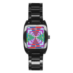 Texture Fabric Textile Jute Maze Stainless Steel Barrel Watch by Nexatart