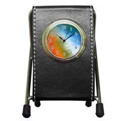 Texture Glass Colors Rainbow Pen Holder Desk Clocks by Nexatart