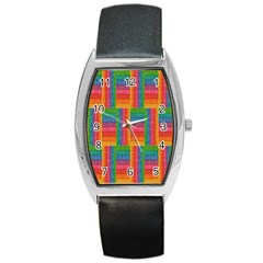 Texture Surface Rainbow Festive Barrel Style Metal Watch by Nexatart