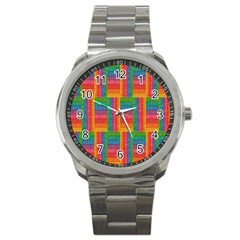 Texture Surface Rainbow Festive Sport Metal Watch by Nexatart