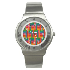 Texture Surface Rainbow Festive Stainless Steel Watch by Nexatart