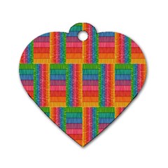 Texture Surface Rainbow Festive Dog Tag Heart (one Side) by Nexatart